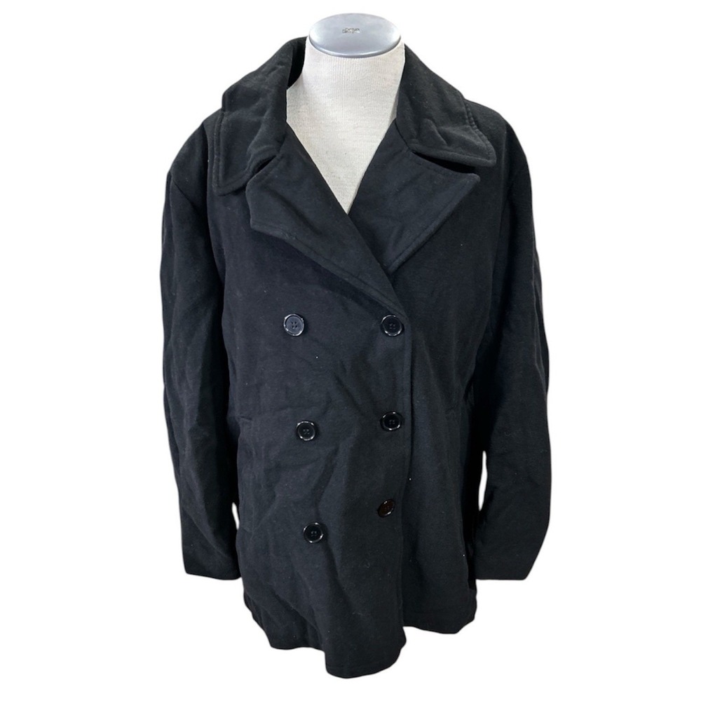 Excelled Mens Pea Coat Double Breasted 2X Black